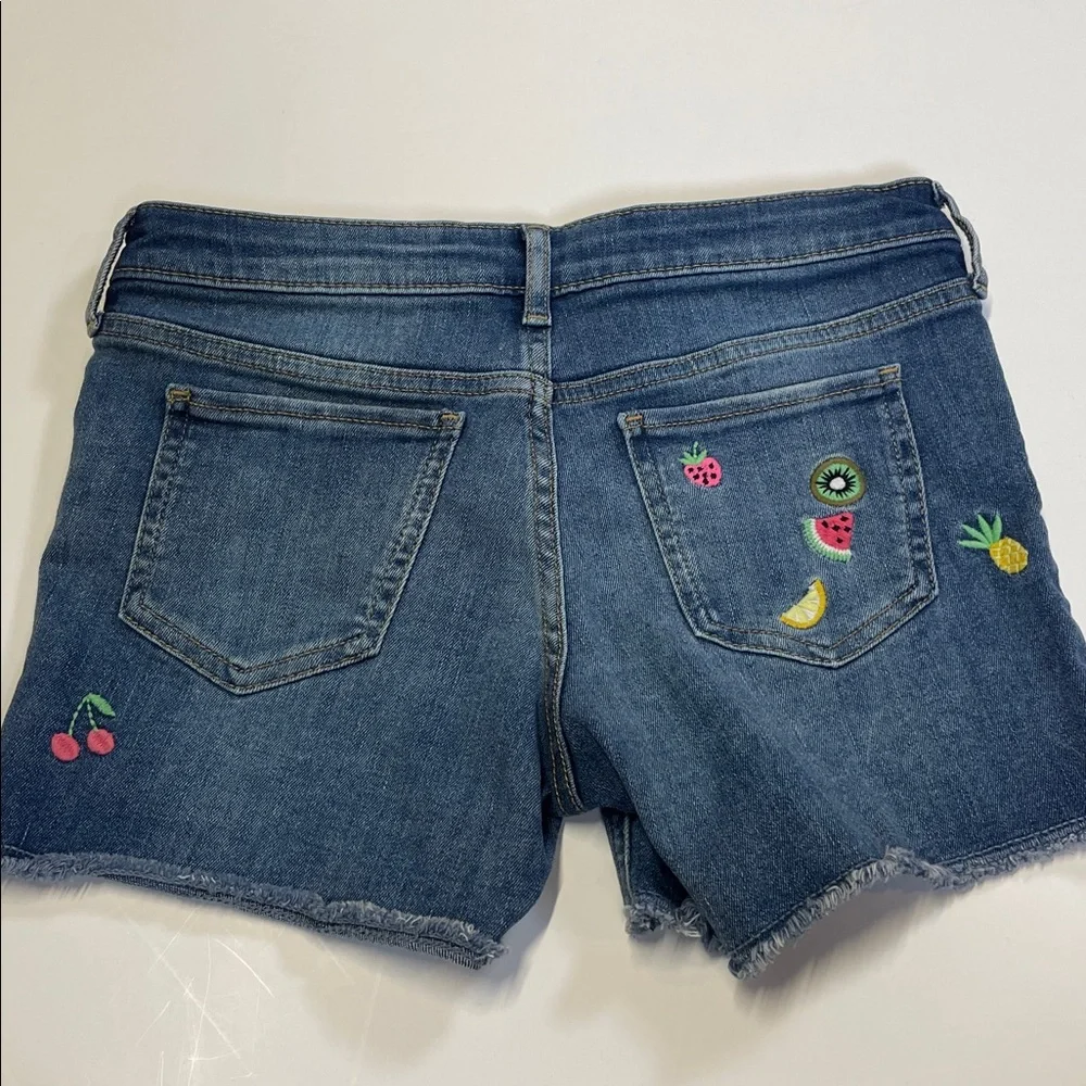 Gap Girls Frayed Hem Adjustable Waistband Embroidered Jean Short Size 10 - Picture 3 of 8
